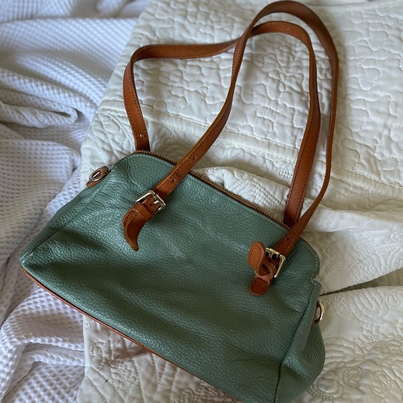 Valentina Sage Green Shoulder Bag with Tan Straps - Picture 5 of 5